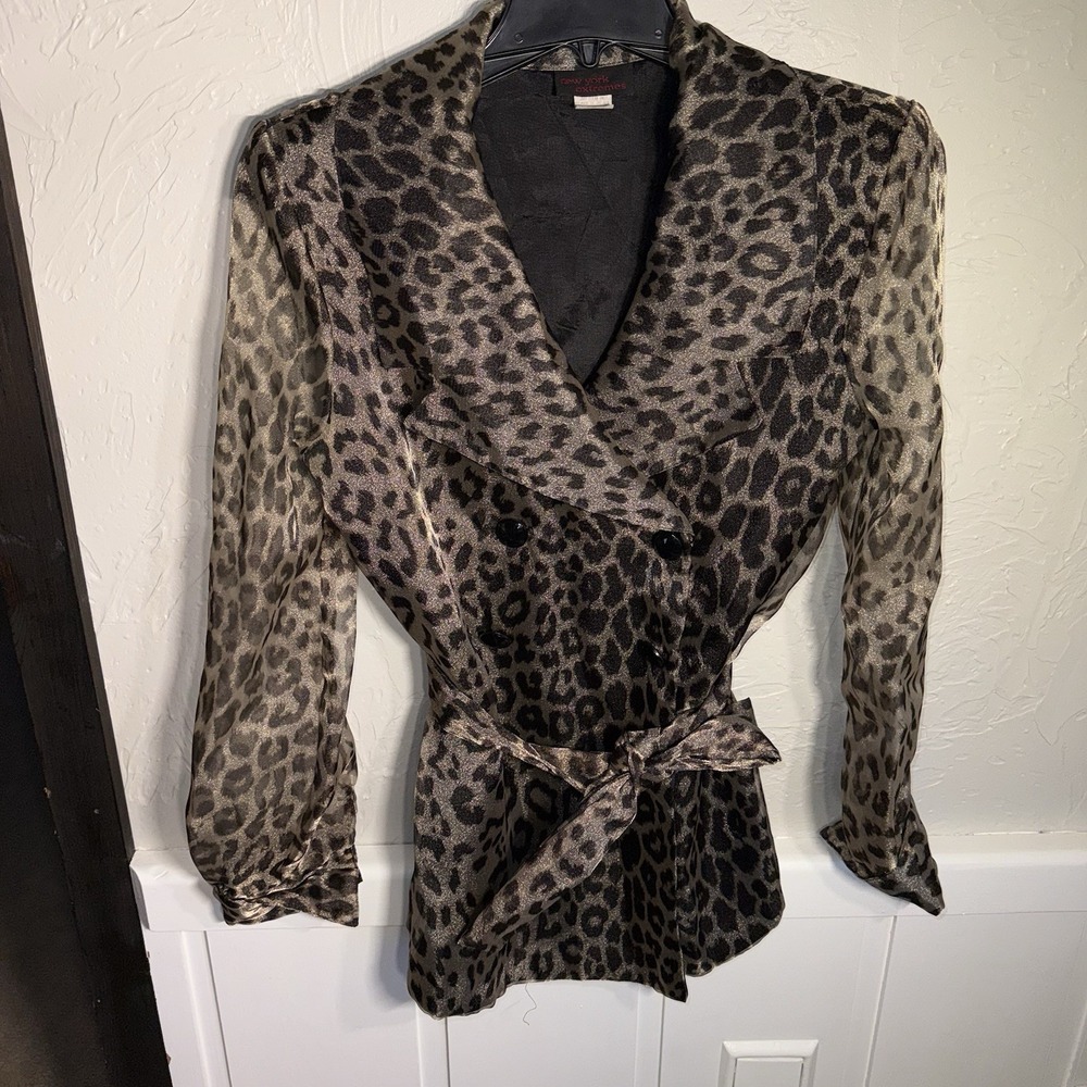 VTG New York Extremes W 6 Leopard Lt WeightJacket Shoulder Pads 90's Nanny-core